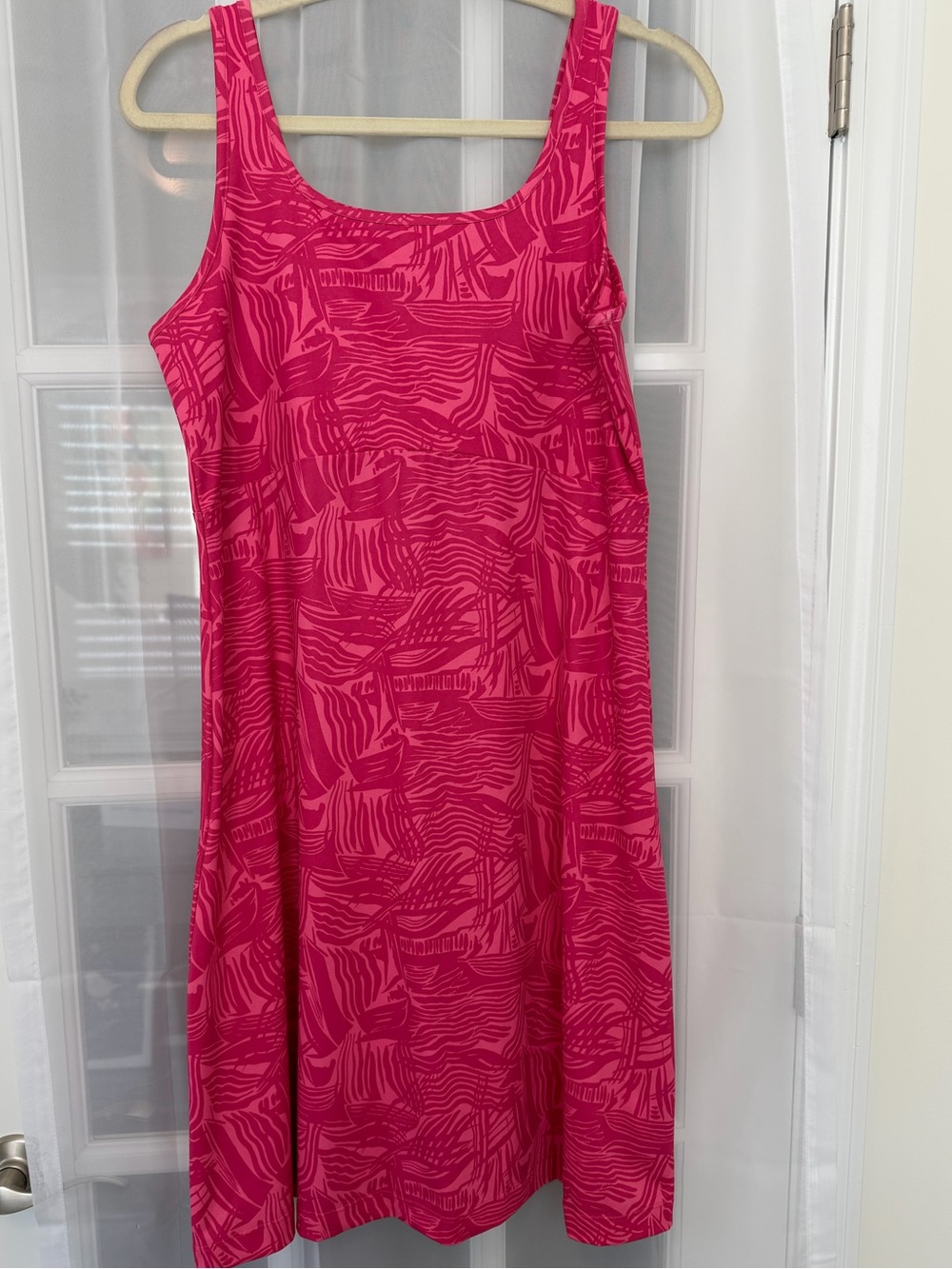 Columbia PFG Pink Tropical Print Sleeveless Performance Dress Large